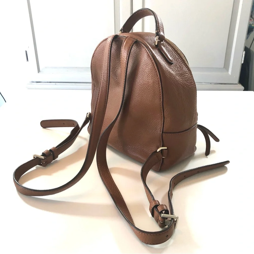 Kate Spade Jackson Backpack Warm Ginger Brown Pebbled Leather Apprx 9x9x5 inches